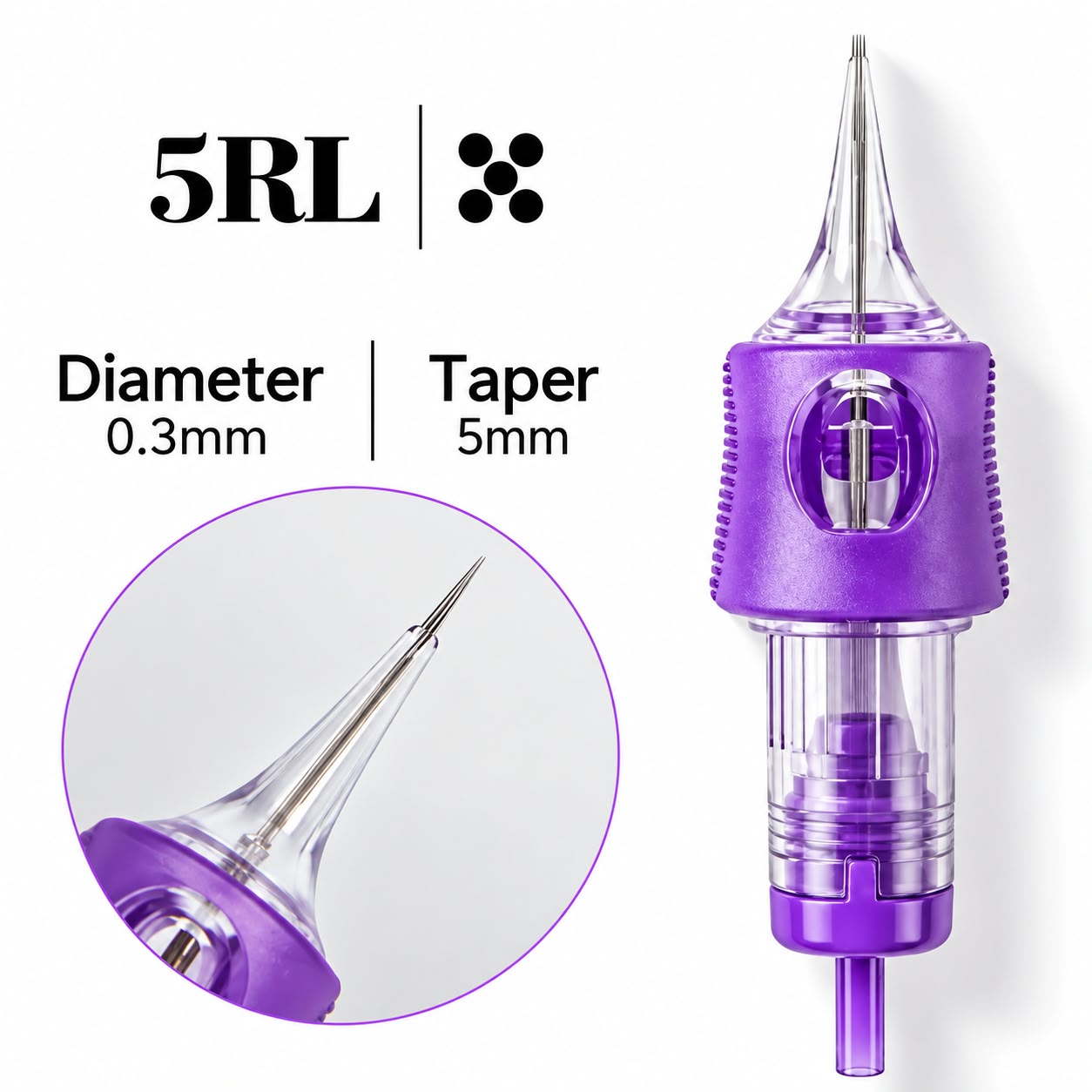 YD Violet Precision PMU Cartridge Needles – 1RL, 3RL & 5RL - Singles - Image 4